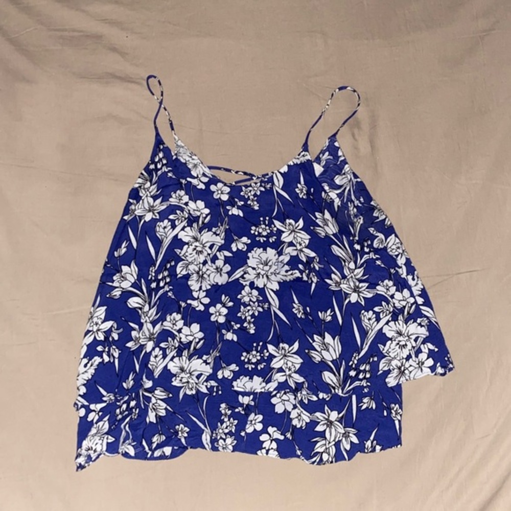 Peach Love California Blue Floral Tank Top!